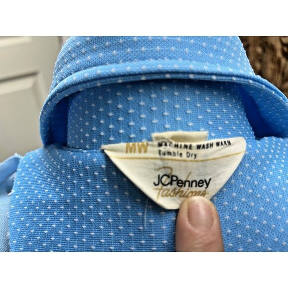 AWESOME Vintage 60' 70' Mod Dagger Collar JC Penny Light Blue Pockets Dress - Picture 13 of 13